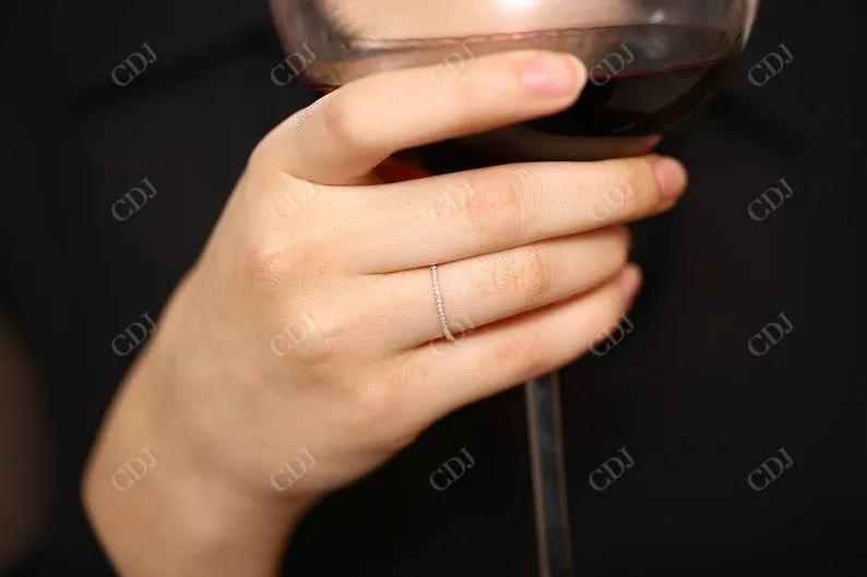 0.20CTW Round Cut Natural Diamond Stackable Thin Band