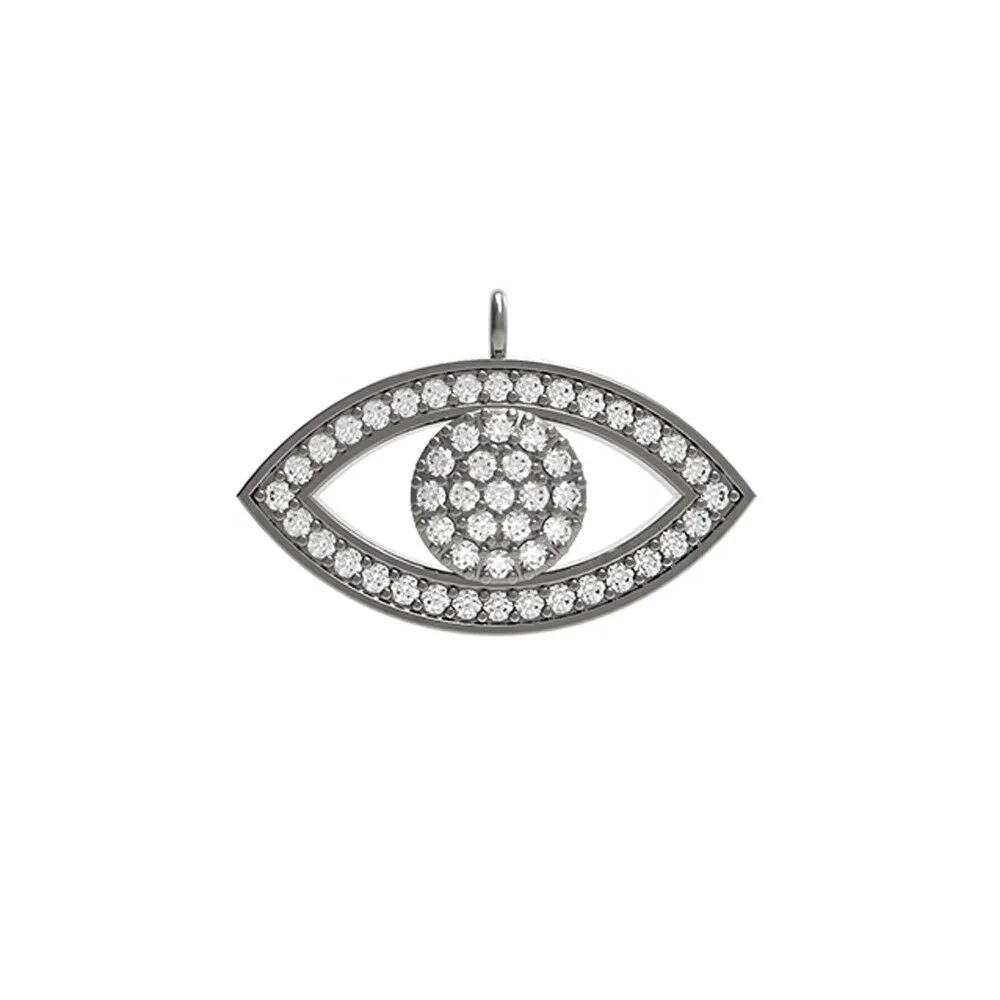 0.25cts Natural Pave Diamond Solid 925 Silver Evil Eye Connector Finding Jewelry
