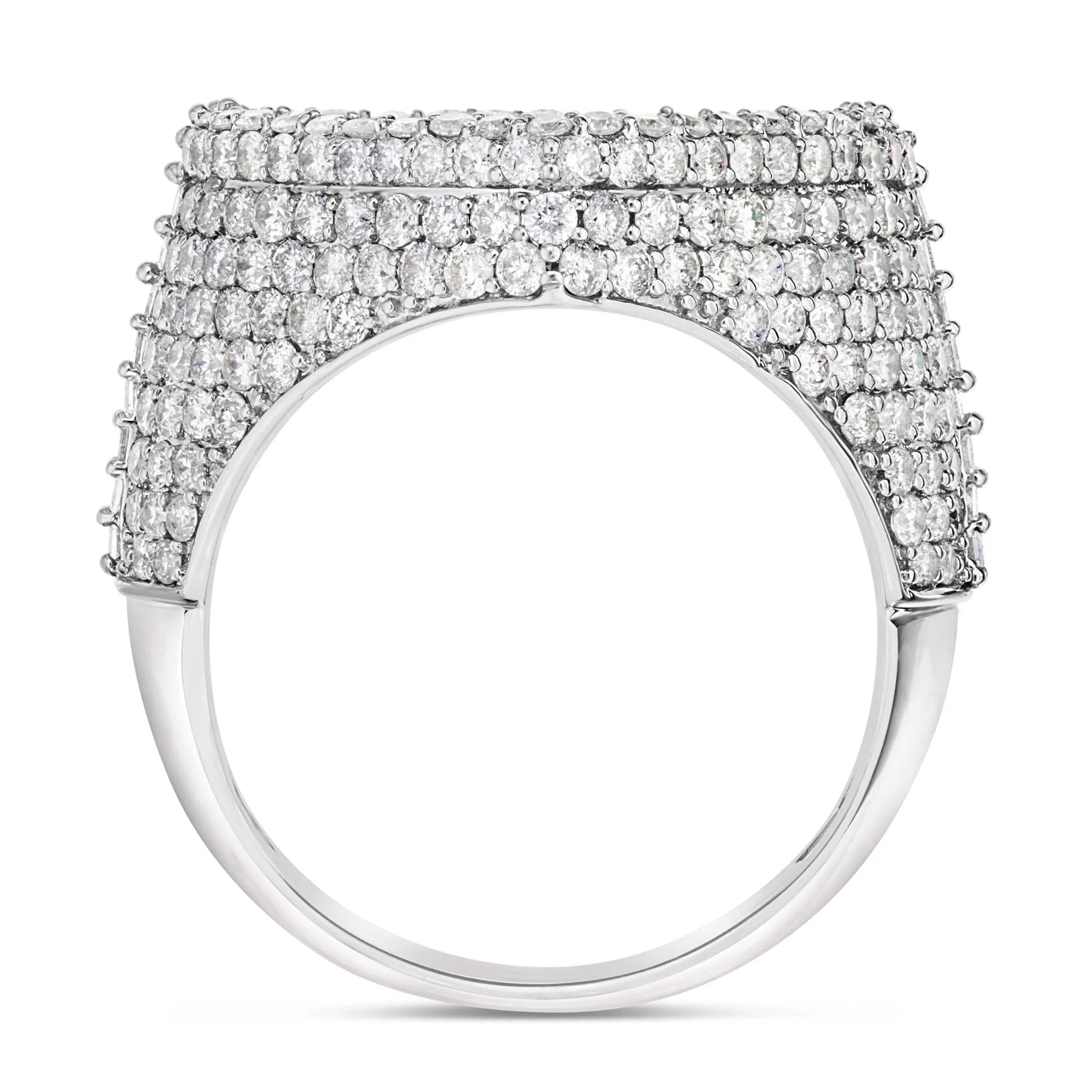 10K White Gold 1.75ct Heart Baguette Diamond Statement Ring