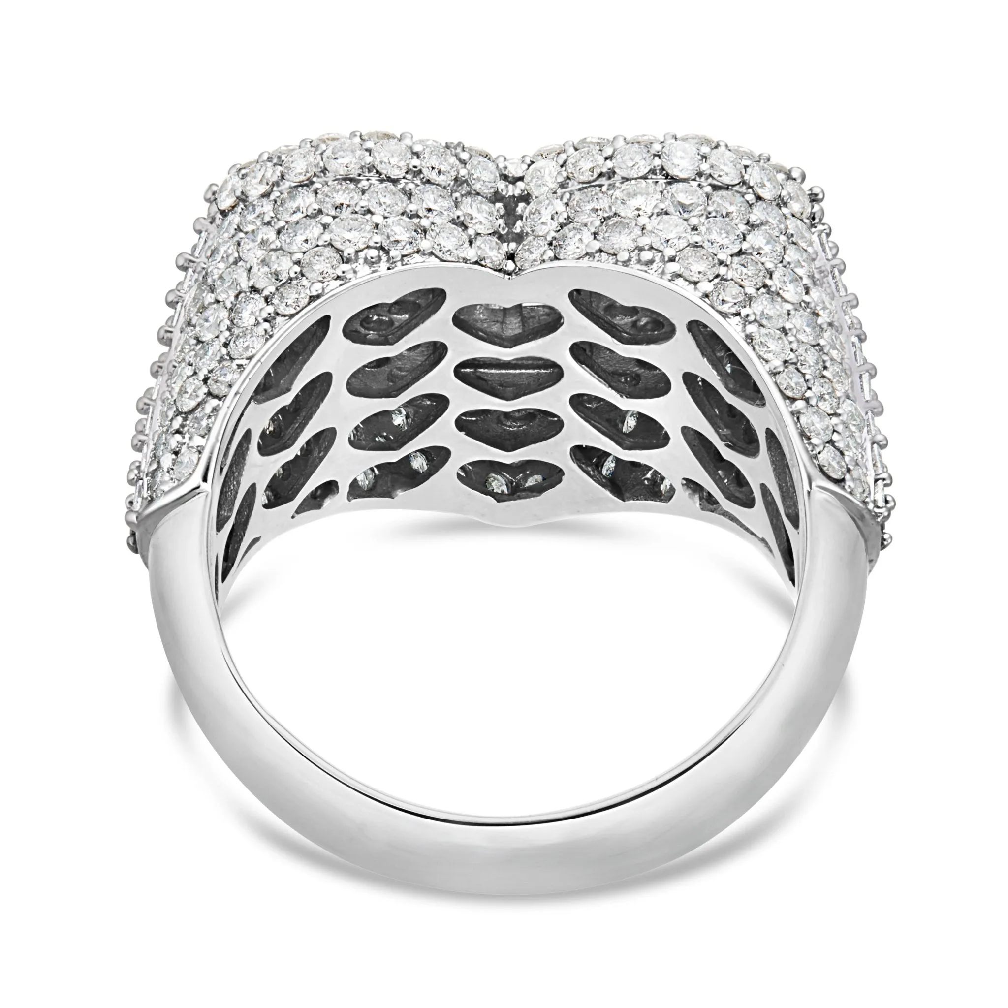 10K White Gold 1.75ct Heart Baguette Diamond Statement Ring