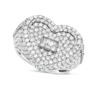 10K White Gold 1.75ct Heart Baguette Diamond Statement Ring