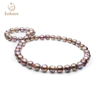 11-14mm Round Baroque Metal Color Edison Pearl Necklace