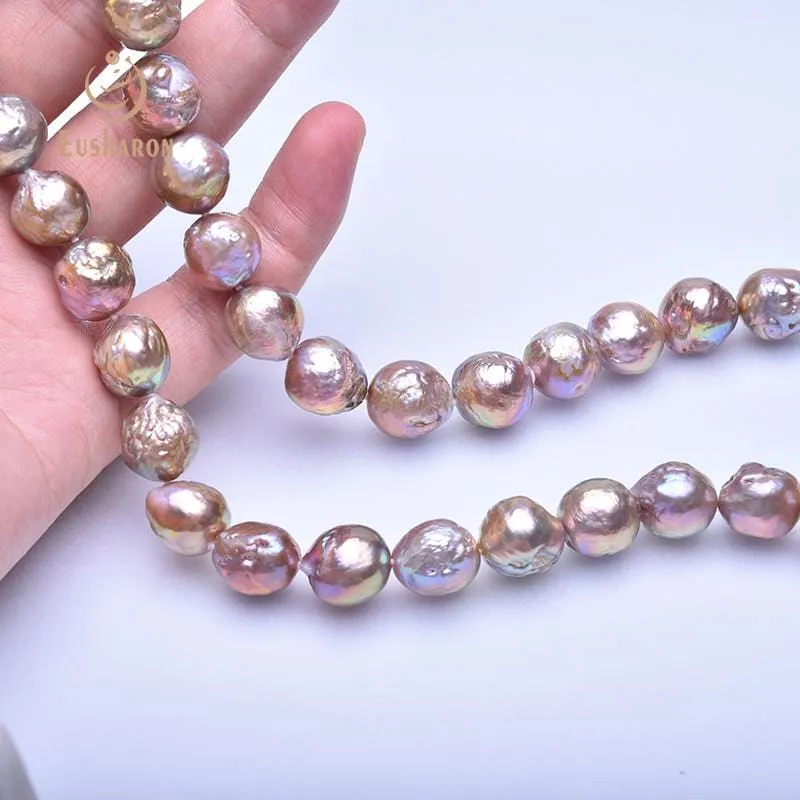 11-14mm Round Baroque Metal Color Edison Pearl Necklace