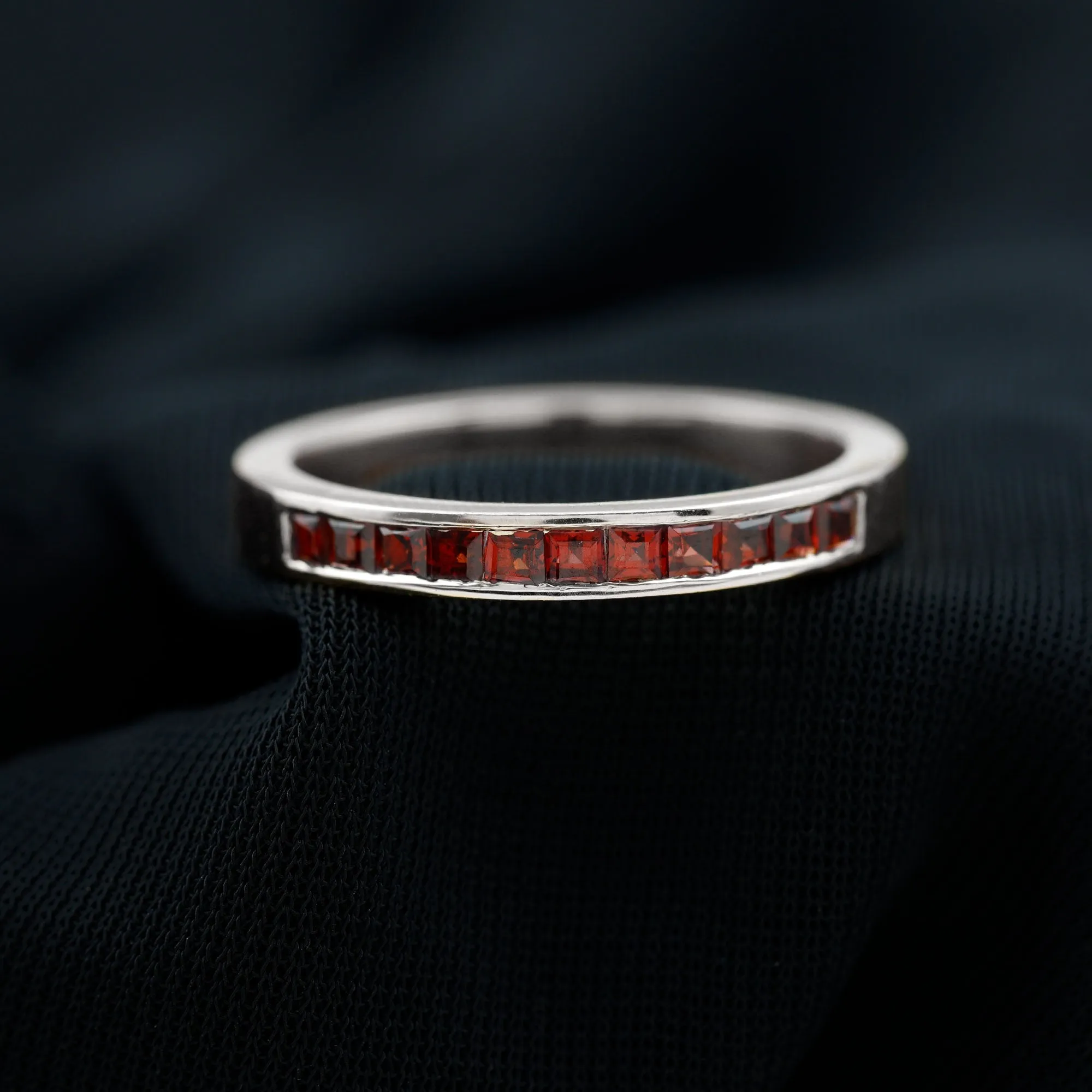 1/2 CT Princess Cut Garnet Simple Stackable Ring