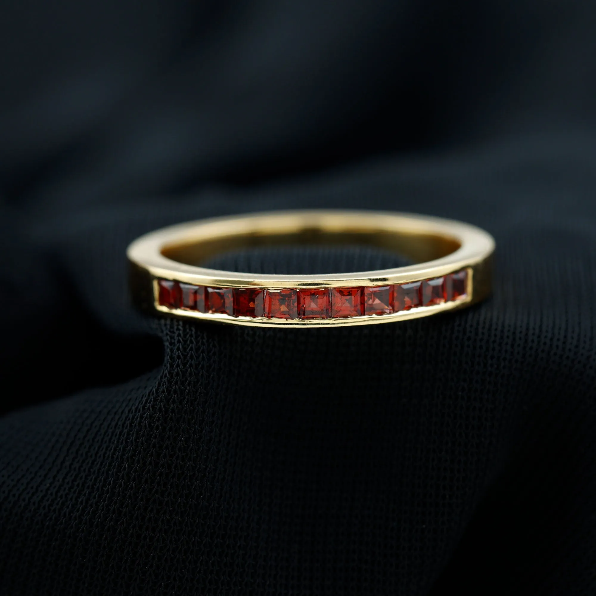 1/2 CT Princess Cut Garnet Simple Stackable Ring