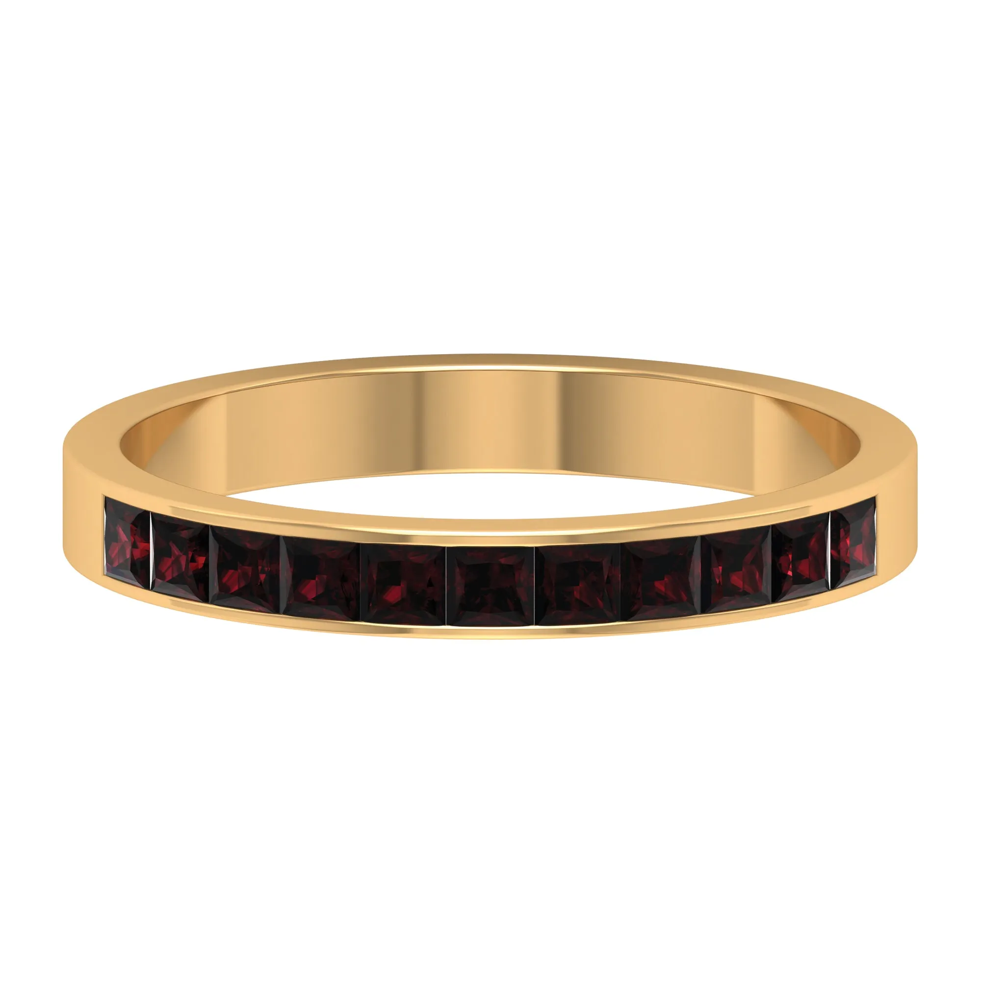 1/2 CT Princess Cut Garnet Simple Stackable Ring