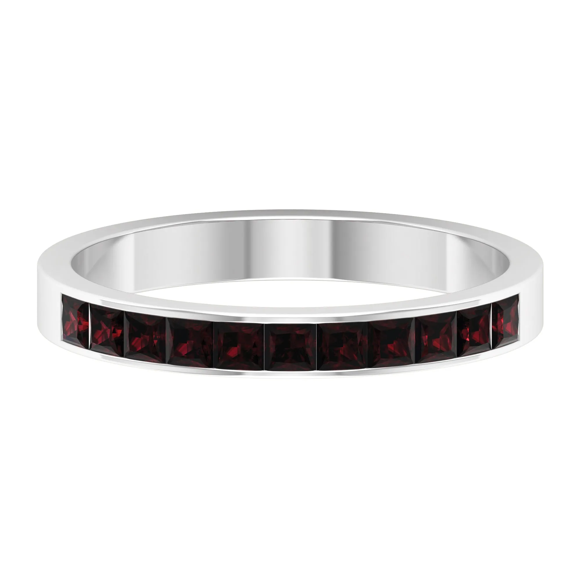 1/2 CT Princess Cut Garnet Simple Stackable Ring