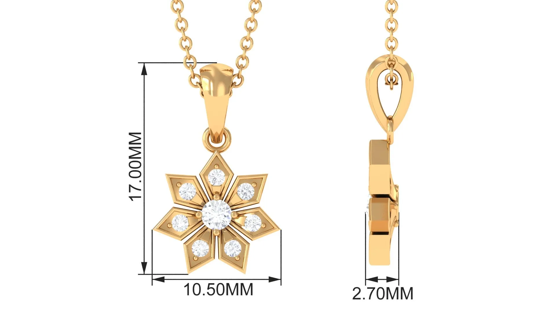 1/4 CT Certified Moissanite Flower Pendant