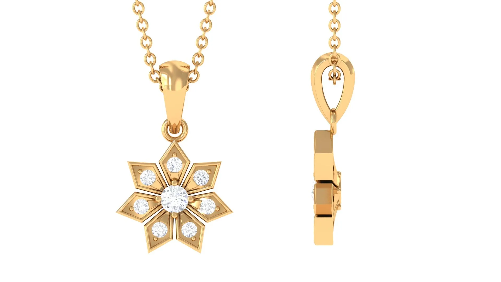 1/4 CT Certified Moissanite Flower Pendant