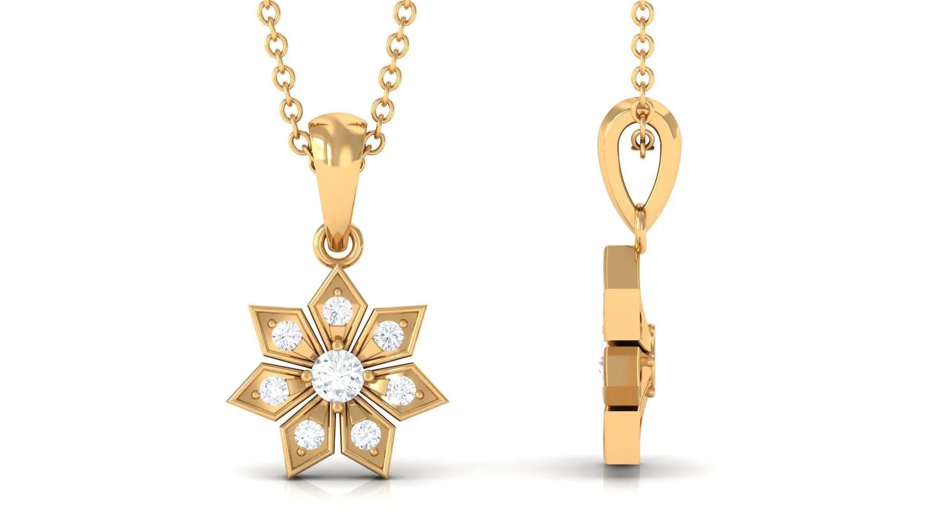 1/4 CT Certified Moissanite Flower Pendant