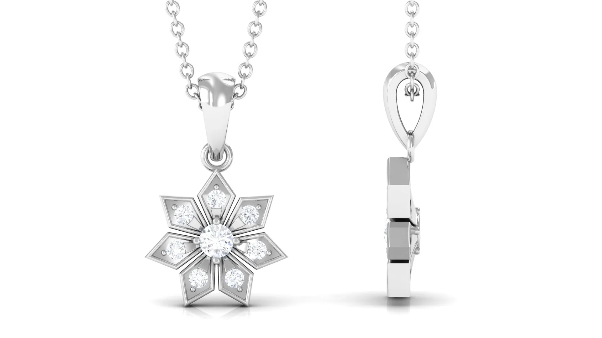 1/4 CT Certified Moissanite Flower Pendant
