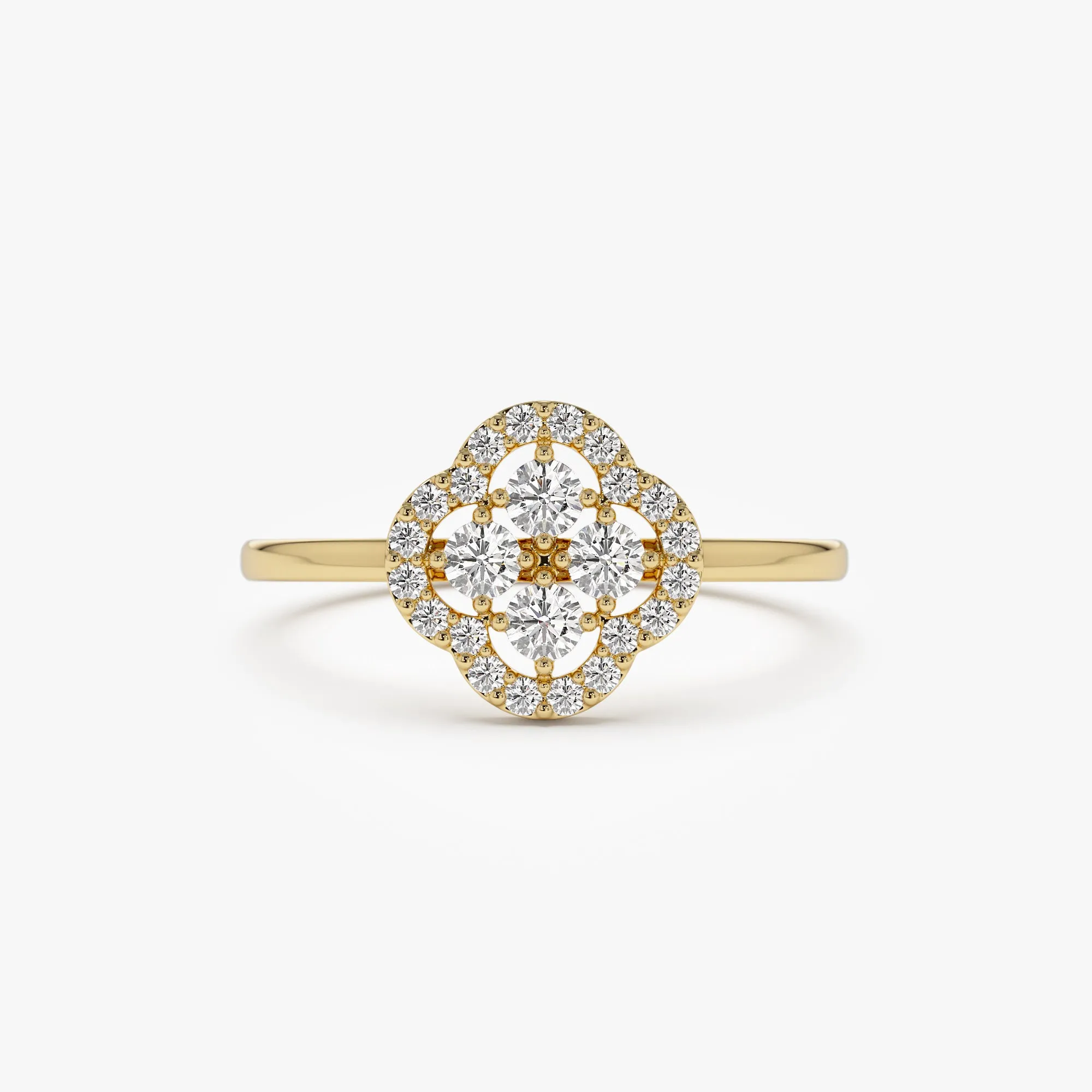 14k Clover Diamond Cluster Ring
