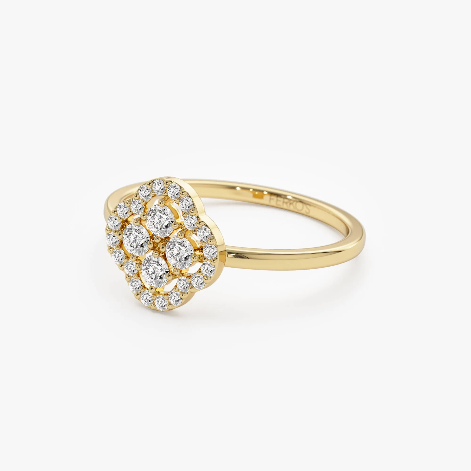 14k Clover Diamond Cluster Ring
