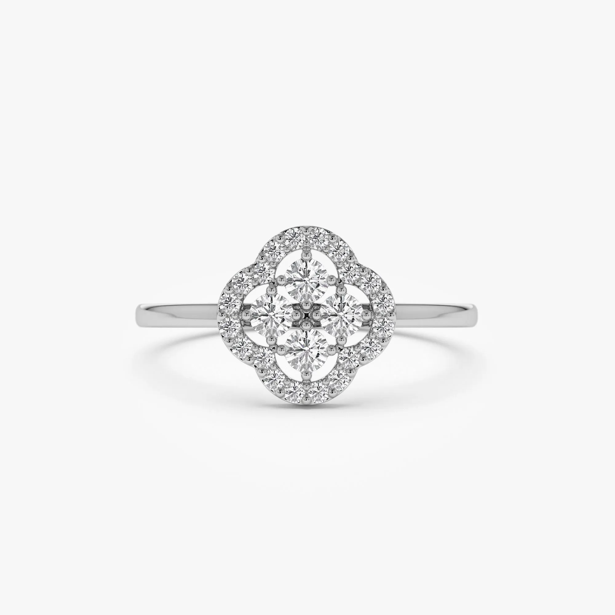 14k Clover Diamond Cluster Ring