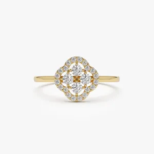 14k Clover Diamond Cluster Ring