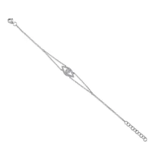 14K White Gold Diamond Evil Eye Bracelet