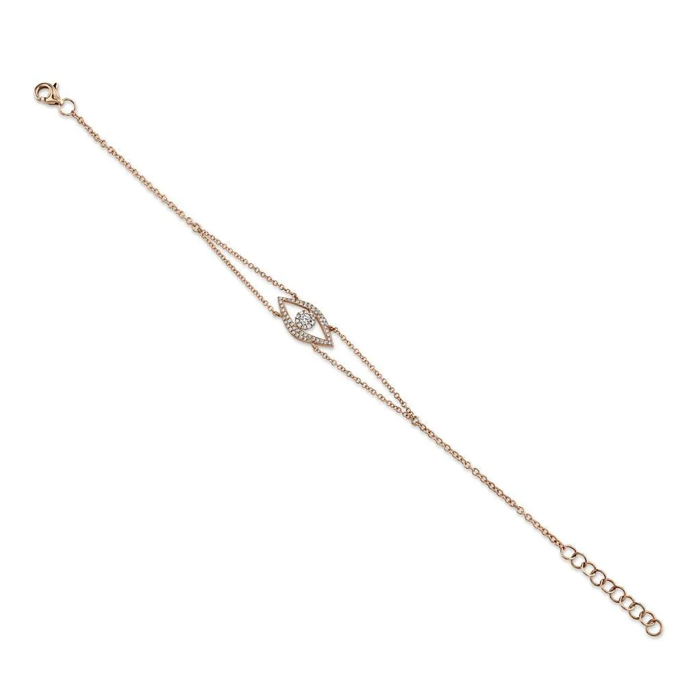 14K White Gold Diamond Evil Eye Bracelet