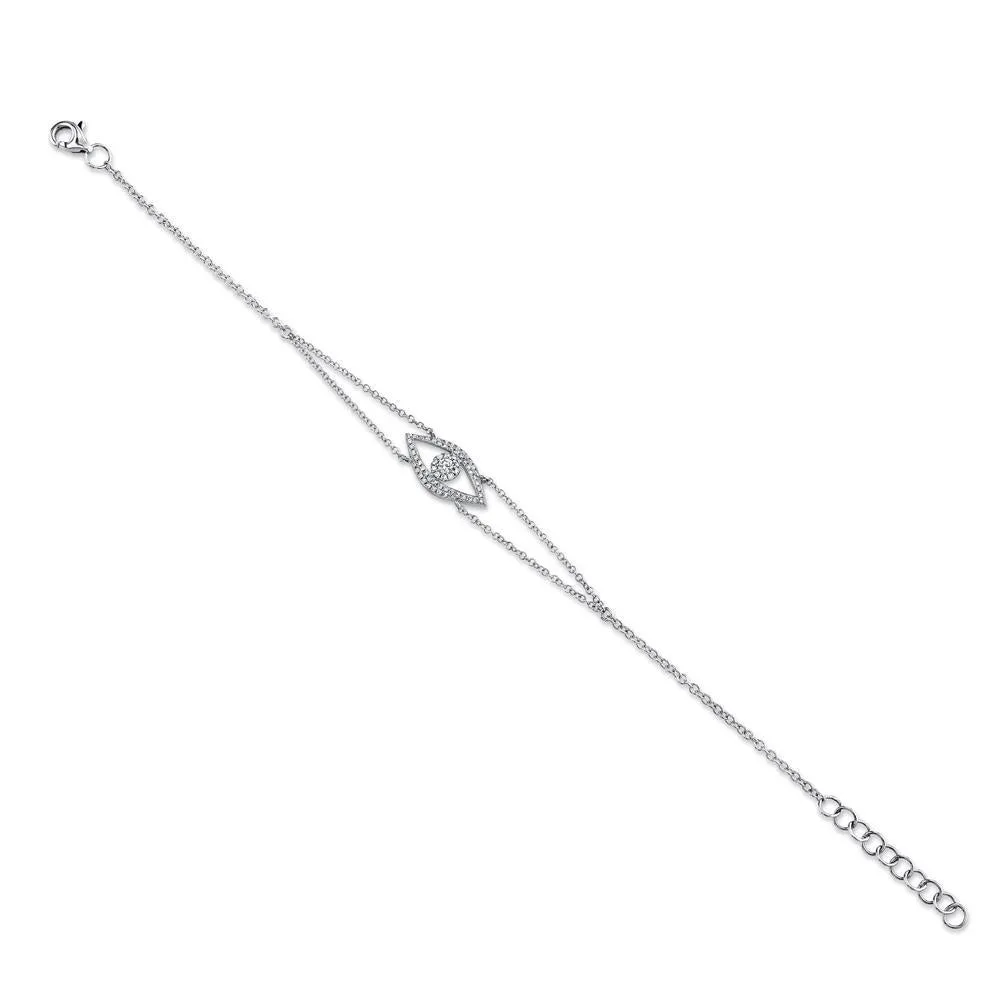 14K White Gold Diamond Evil Eye Bracelet