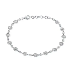 14K White Gold Diamond Pave Disc Bracelet