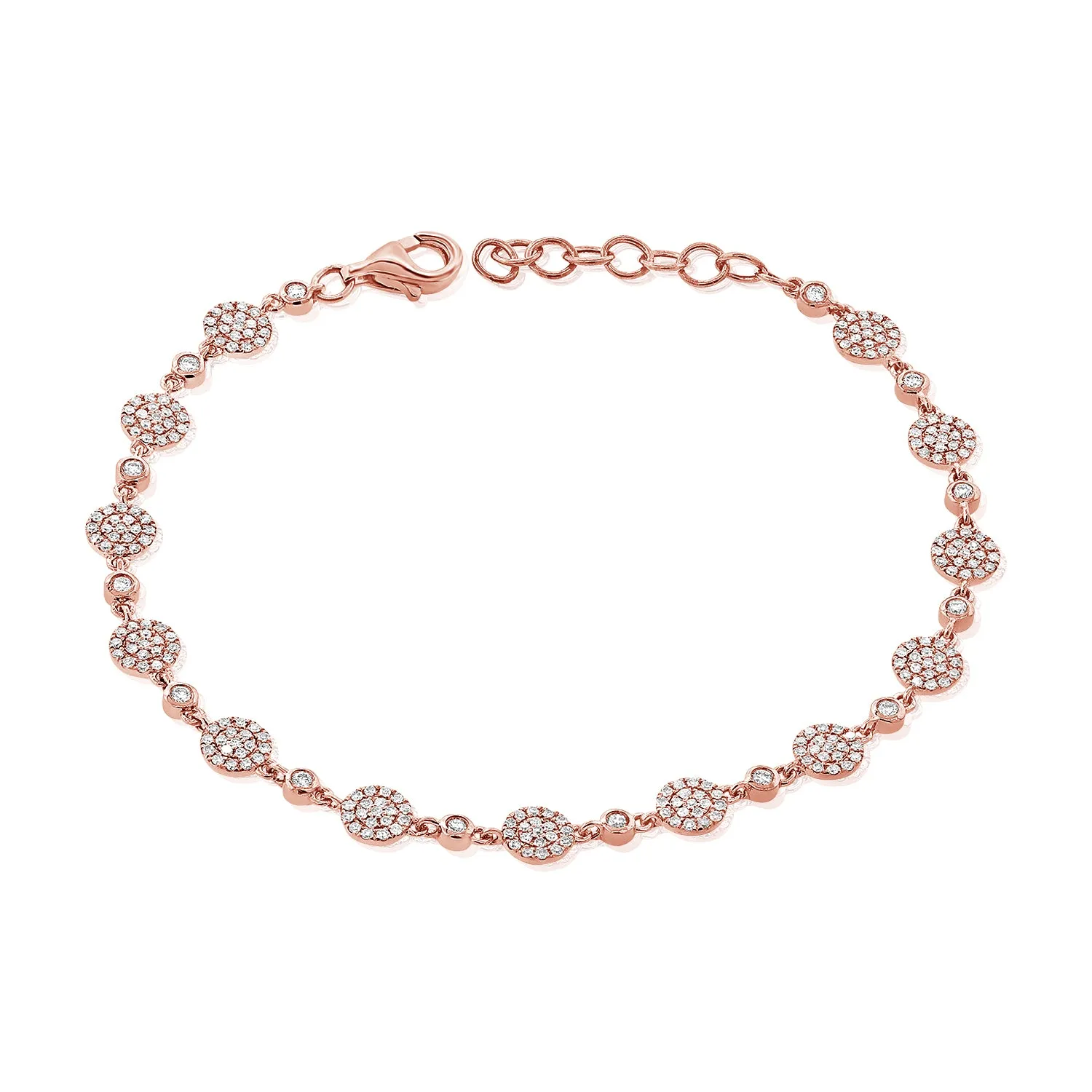 14K White Gold Diamond Pave Disc Bracelet