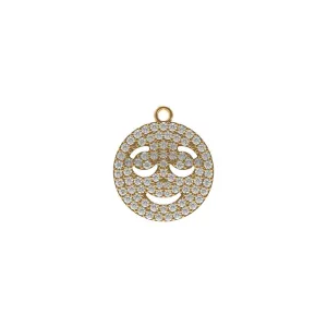 14k Yellow Gold Genuine Pave Diamond Magical Emoji Connector Findings Jewelry