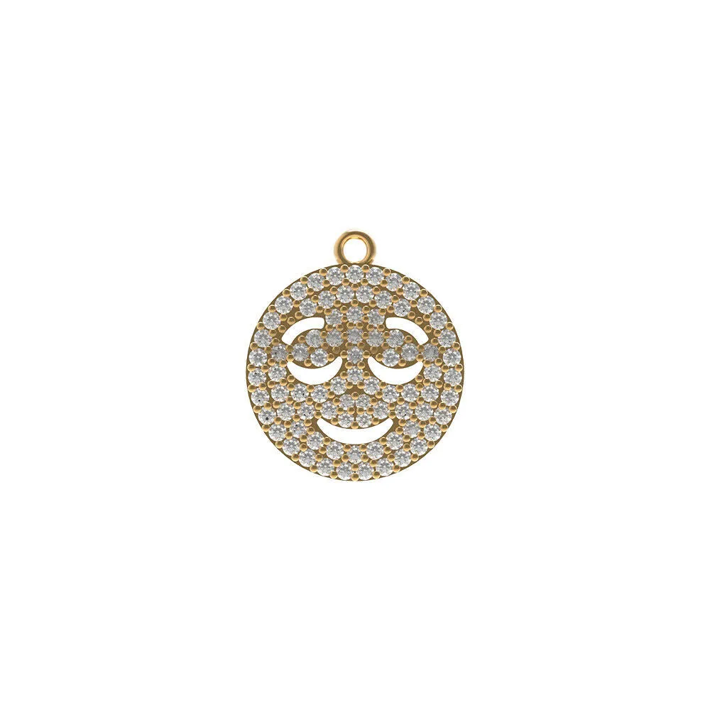 14k Yellow Gold Genuine Pave Diamond Magical Emoji Connector Findings Jewelry