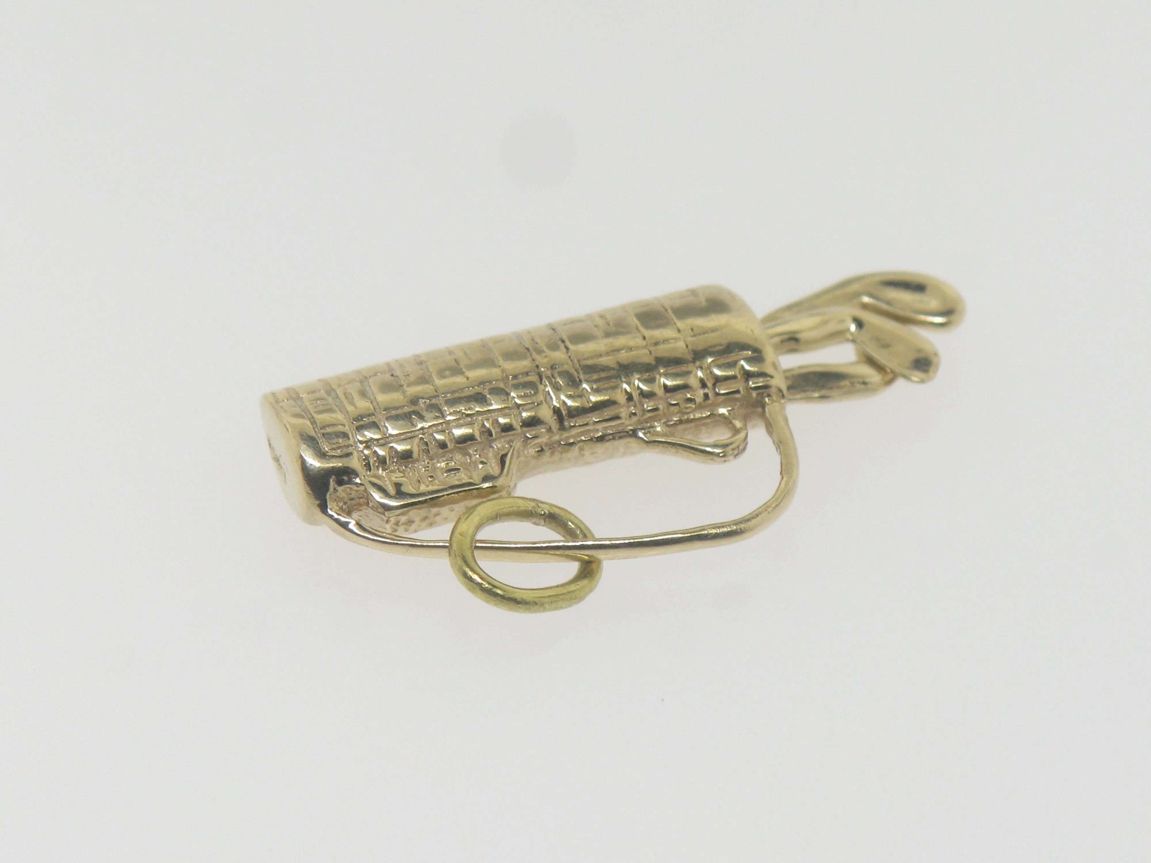 14K Yellow Gold Golf Bag with Clubs that Move Within Bag Pendant(Estate Jewelry)