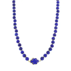 14K Yellow Gold Lapis Bead 18-Inch Necklace