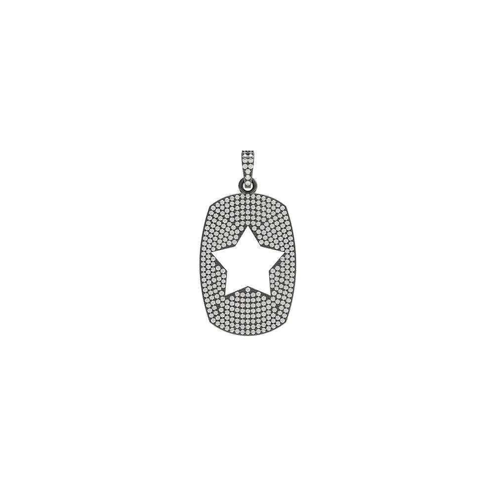 1.65cts Genuine Pave Diamond 925 Silver Initial Star Pendant Handmade Jewelry