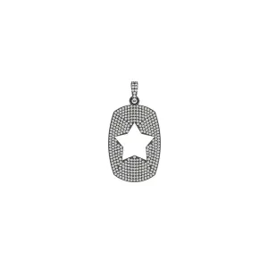 1.65cts Genuine Pave Diamond 925 Silver Initial Star Pendant Handmade Jewelry