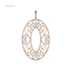 1.7ct Natural Pave White Diamond 14k Rose Gold Designer Filigree Pendant Jewelry