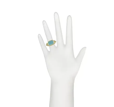 18 Karat Gold Aquamarine and Diamond Ring