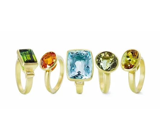 18 Karat Gold Aquamarine Open Bezel Ring