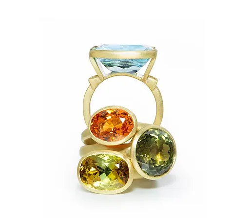 18 Karat Gold Aquamarine Open Bezel Ring
