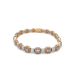 18k White & Rose Gold Pink & White Diamond Bracelet