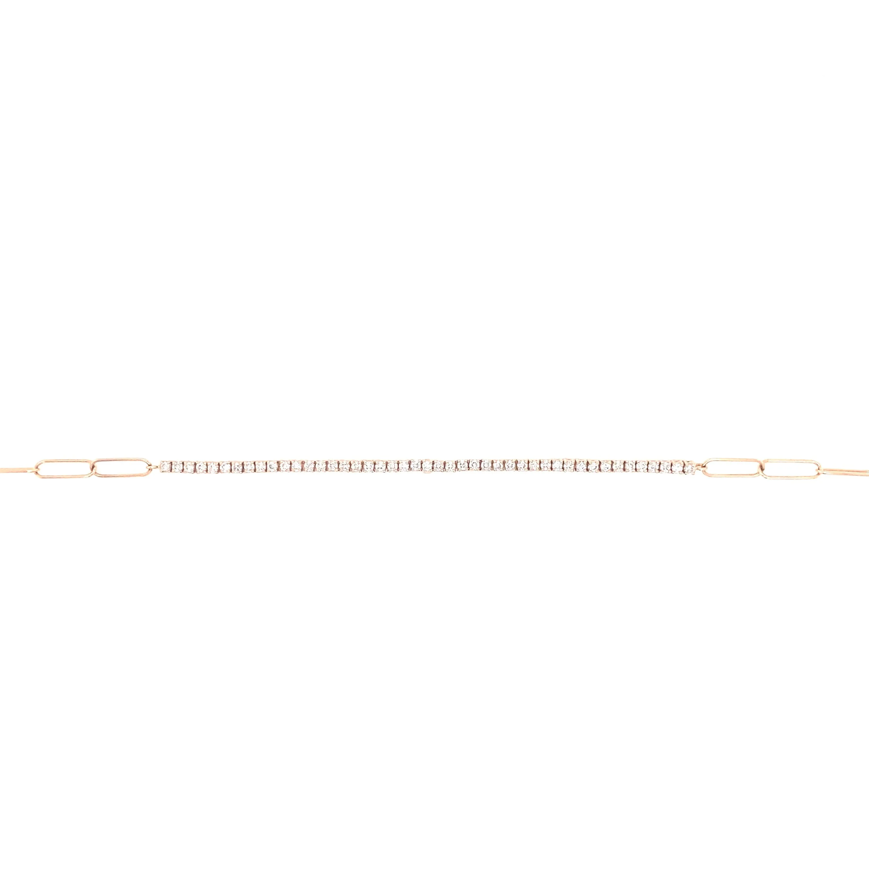 18K White Gold Diamond Tennis Paperclip Bracelet