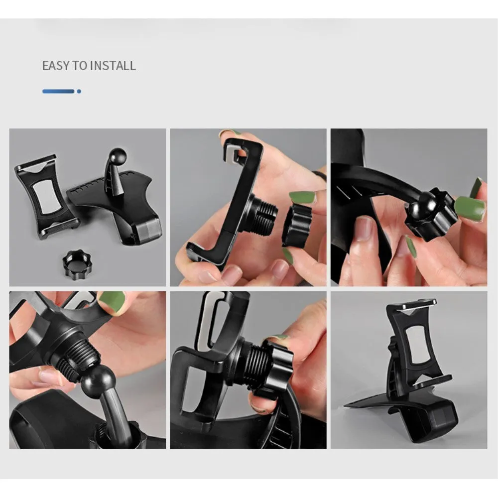 3 in 1 Car GPS Smartphone Holder: Dashboard / Visor Clamp   AC Grid Clip for ZTE Z740 Radiant (2013) - Black
