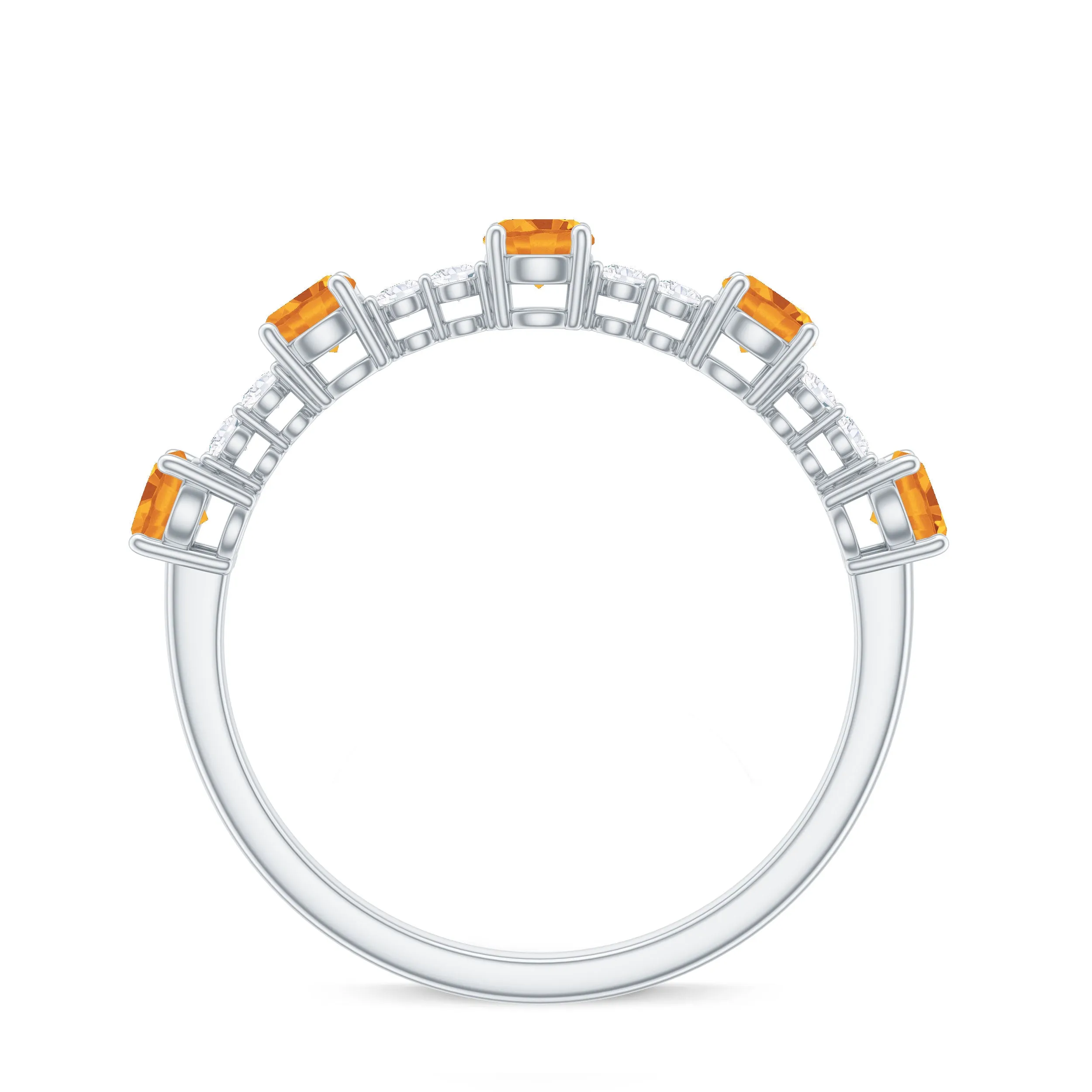 3/4 CT Citrine and Diamond Minimal Stackable Gold Ring