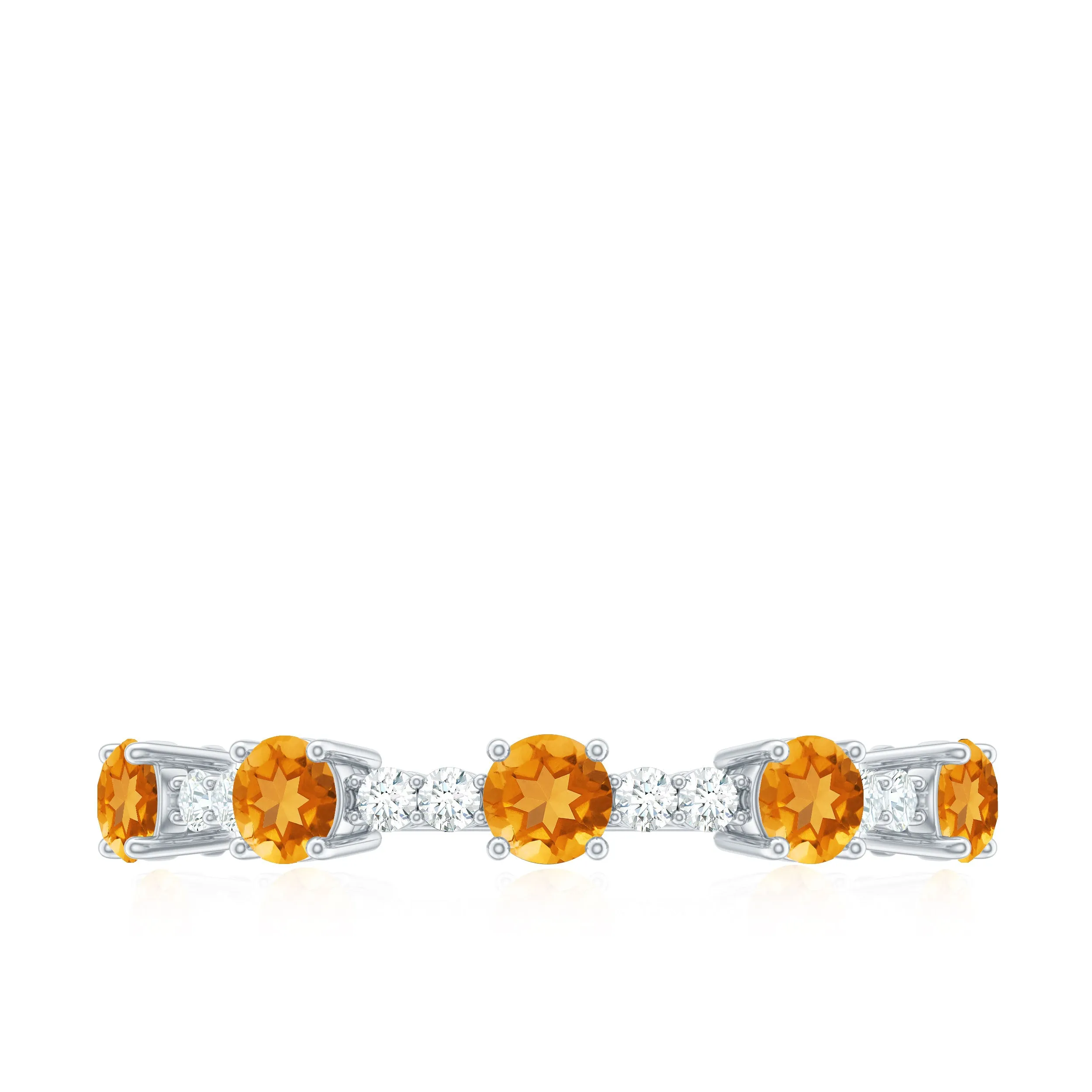 3/4 CT Citrine and Diamond Minimal Stackable Gold Ring