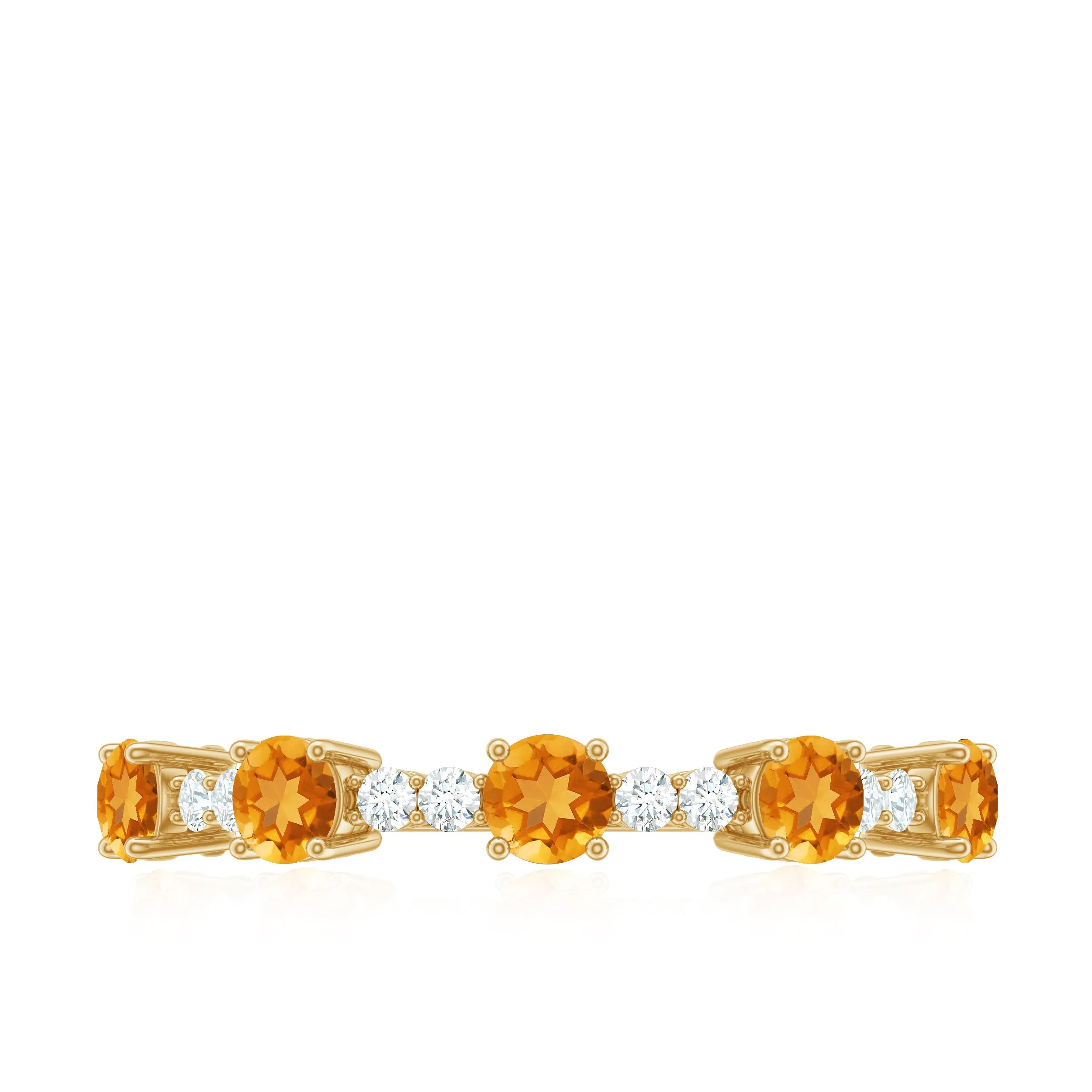 3/4 CT Citrine and Diamond Minimal Stackable Gold Ring