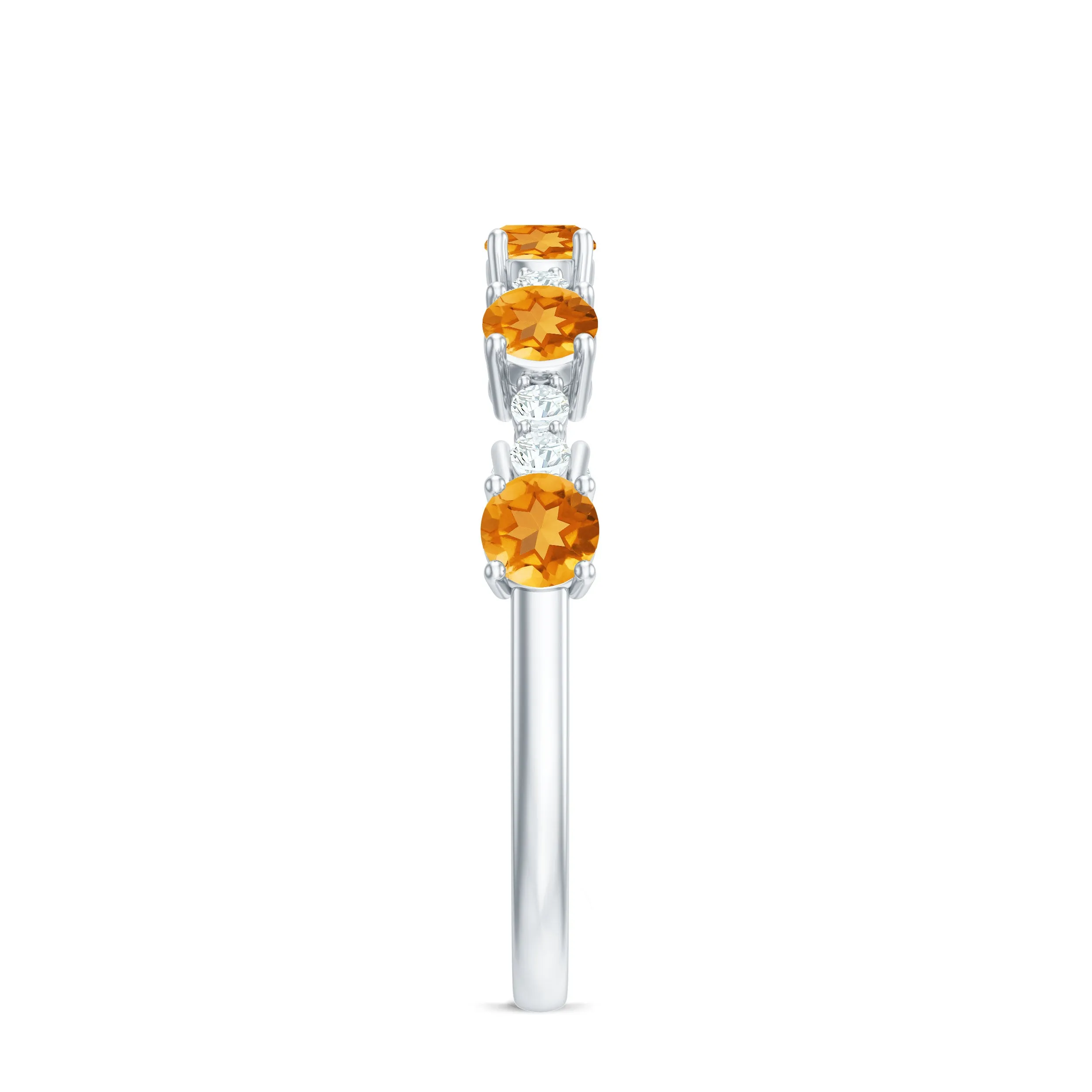 3/4 CT Citrine and Diamond Minimal Stackable Gold Ring