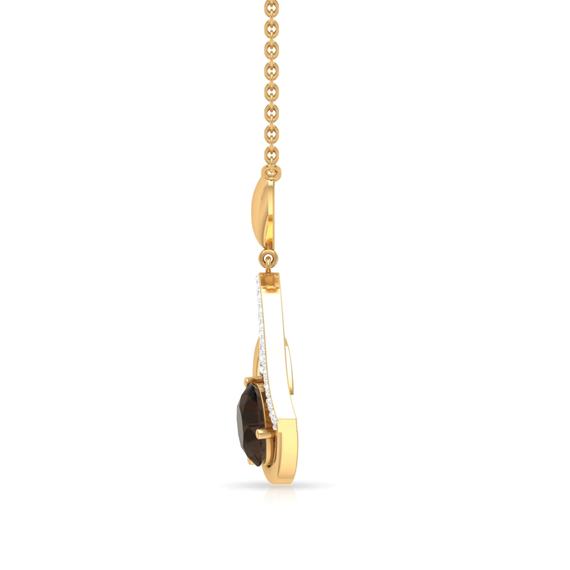 3/4 CT Smoky Quartz and Diamond Heart Drop Pendant