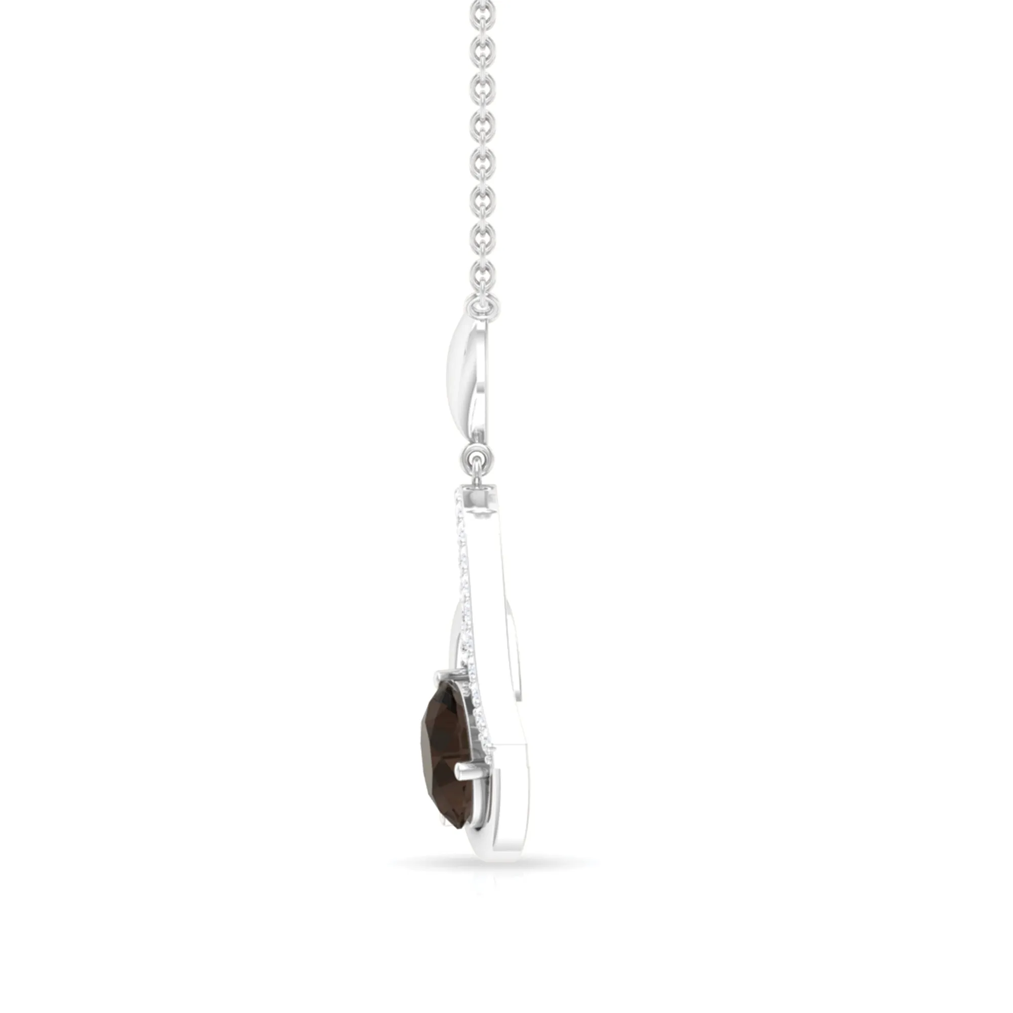 3/4 CT Smoky Quartz and Diamond Heart Drop Pendant