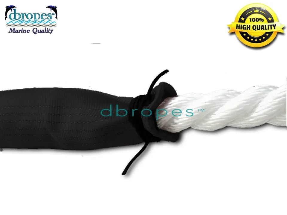 3/4" X 10' Three Strand Double Mooring Pendant 100% Nylon Rope with SS Thimble with Chafe Guards