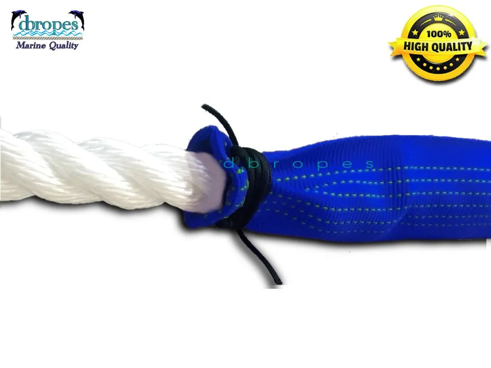 3/4" X 10' Three Strand Double Mooring Pendant 100% Nylon Rope with SS Thimble with Chafe Guards