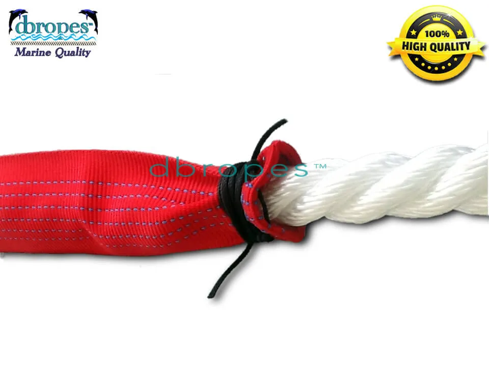 3/4" X 10' Three Strand Double Mooring Pendant 100% Nylon Rope with SS Thimble with Chafe Guards