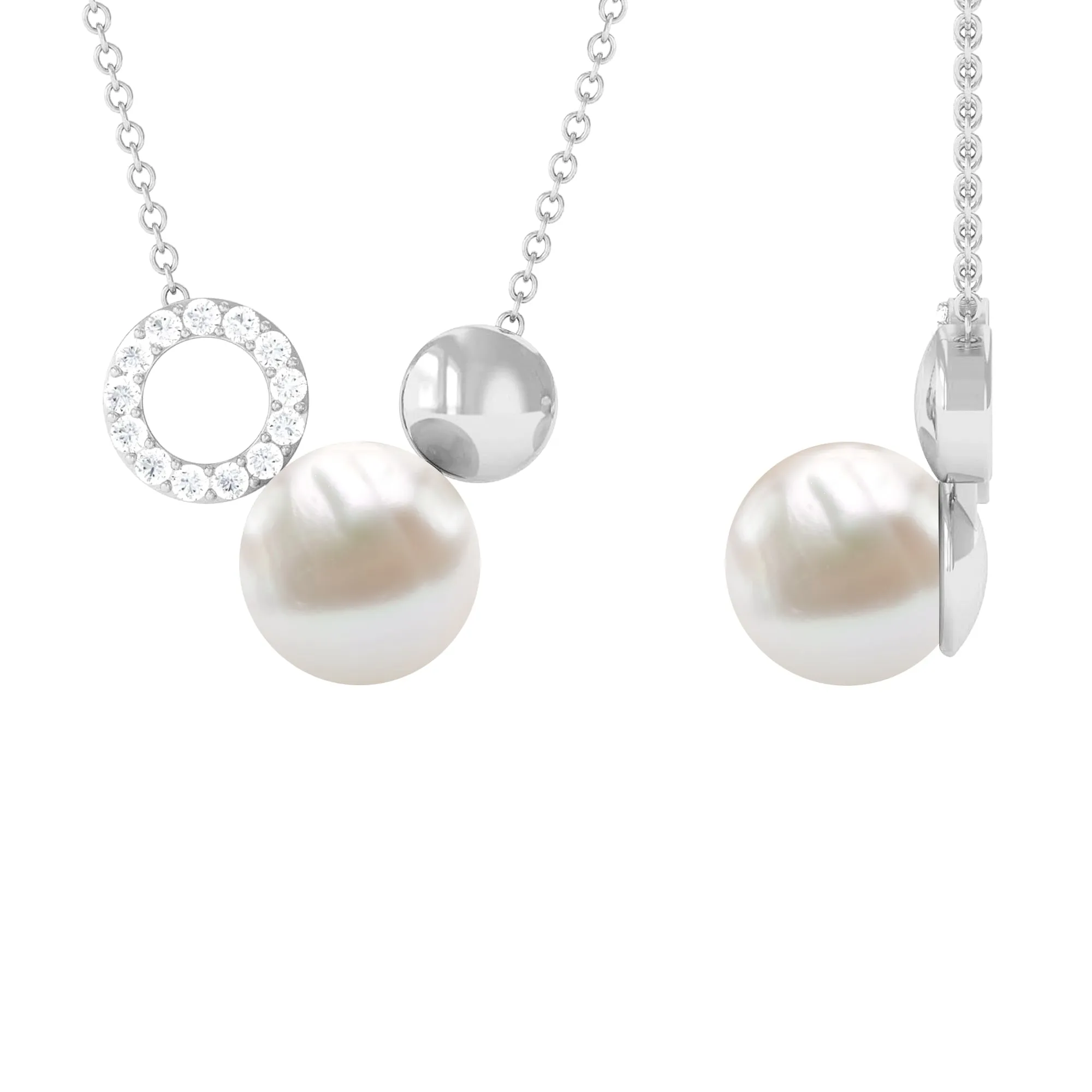 6.25 CT Freshwater Pearl and Diamond Mickey Mouse Cocktail Necklace