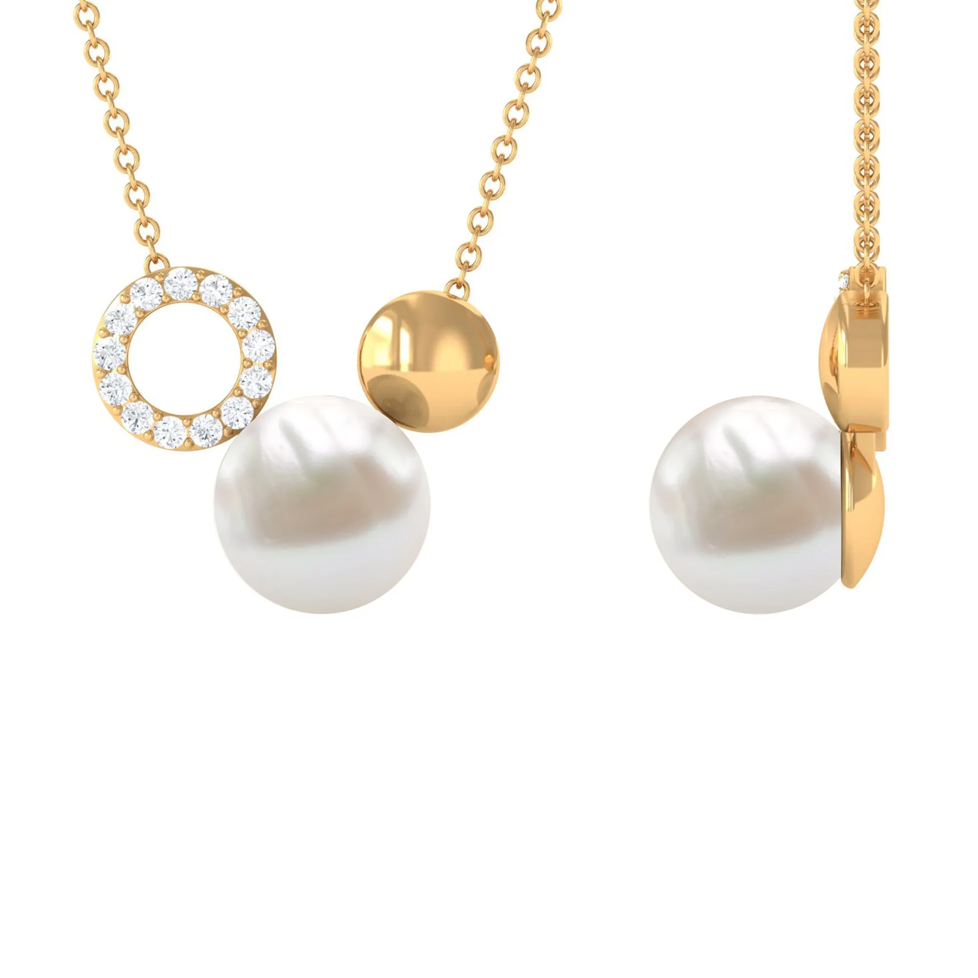 6.25 CT Freshwater Pearl and Diamond Mickey Mouse Cocktail Necklace