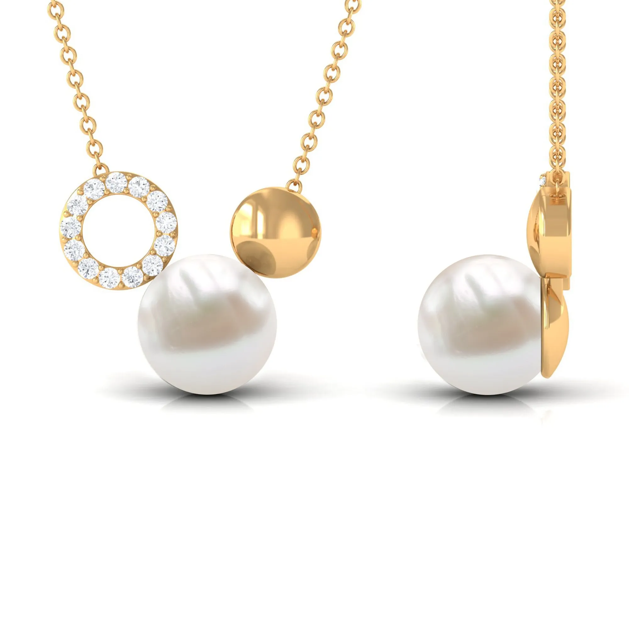 6.25 CT Freshwater Pearl and Diamond Mickey Mouse Cocktail Necklace