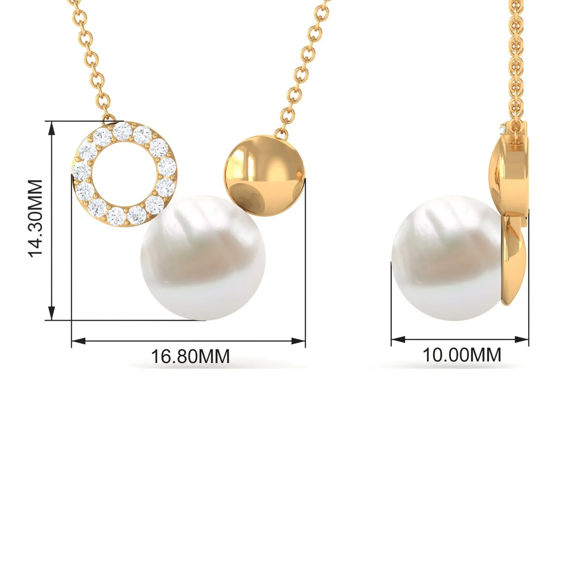 6.25 CT Freshwater Pearl and Diamond Mickey Mouse Cocktail Necklace